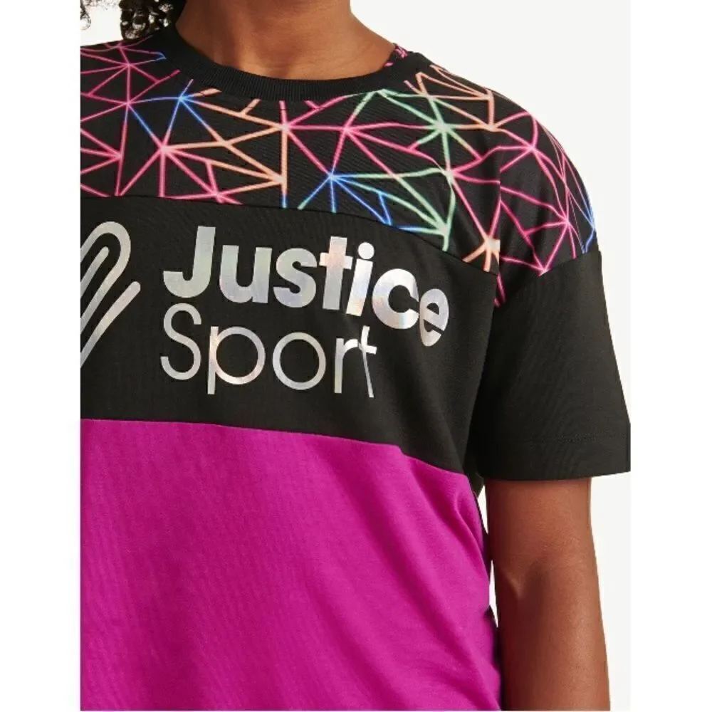 JUSTICE Girls J-Sport Blocked T-Shirts 2-Pack Size XL (16/18)